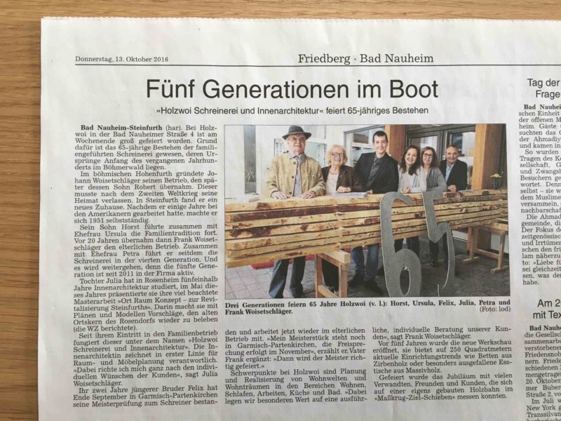 Fünf Generationen im Boot
